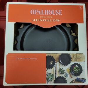 Opalhouse Jungalow 4 Piece Stoneware Pointed Sun 8" Salad Plates.